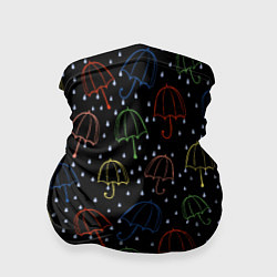 Бандана-труба Цветные зонтики на чёрном фоне, цвет: 3D-принт