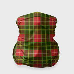 Бандана-труба Ткань Шотландка красно-зелёная, цвет: 3D-принт