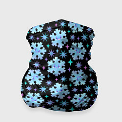 Бандана-труба Яркие зимние снежинки с цветными звездами, цвет: 3D-принт