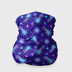 Бандана-труба Цветные звезды в зимнем синем небе, цвет: 3D-принт