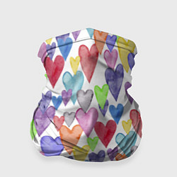 Бандана-труба Разноцветные сердечки Калейдоскоп, цвет: 3D-принт