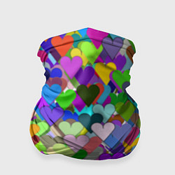 Бандана Орнамент из разноцветных сердечек - валентинка