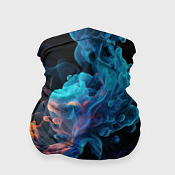 Бандана-труба Неоновый цветной дым на черном фоне, цвет: 3D-принт