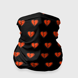Бандана-труба Разбитые сердца на черном фоне, цвет: 3D-принт