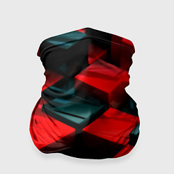 Бандана-труба Кубы геометрии красный и чёрный, цвет: 3D-принт