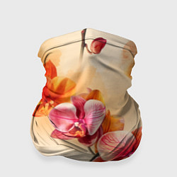 Бандана-труба Акварельные цветы - персиковый паттерн, цвет: 3D-принт