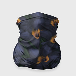 Бандана-труба Темно-синие цветы, цвет: 3D-принт