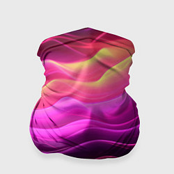 Бандана-труба Розовые и фиолетовые неоновые волны, цвет: 3D-принт