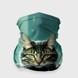 Бандана-труба Funny cat on the background of skyscrapers, цвет: 3D-принт
