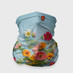 Бандана-труба Букет полевых цветов на ткани, цвет: 3D-принт