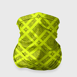 Бандана-труба Черный геометрический орнамент на желтом фоне, цвет: 3D-принт