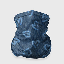 Бандана-труба Hearts on denim, цвет: 3D-принт