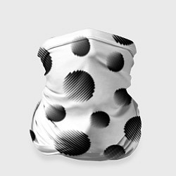 Бандана-труба Черные полосатые шары на белом, цвет: 3D-принт