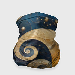 Бандана-труба Синий золотой декоративный орнамент, цвет: 3D-принт