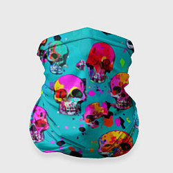 Бандана-труба Паттерн из ярких черепов - поп-арт - мода, цвет: 3D-принт