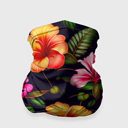 Бандана-труба Гавайские цветы узор, цвет: 3D-принт