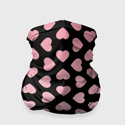 Бандана-труба Розовые сердечки на чёрном, цвет: 3D-принт