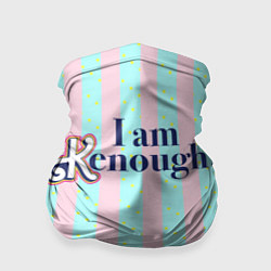 Бандана-труба I am Kenough - фраза и костюм Кена в полоску, цвет: 3D-принт