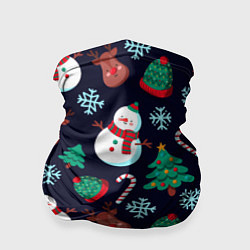 Бандана-труба Снеговички с рождественскими оленями и елками, цвет: 3D-принт