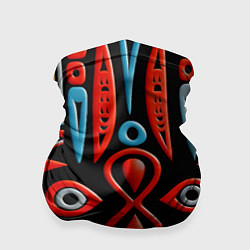 Бандана-труба Красно-синий узор в африканском стиле, цвет: 3D-принт