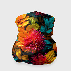 Бандана-труба Яркие шикарные цветы узор, цвет: 3D-принт