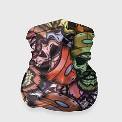 Бандана-труба Череп с бородой в кепке паттерн, цвет: 3D-принт