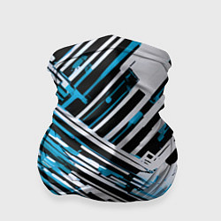 Бандана-труба Киберпанк линии белые и синие, цвет: 3D-принт