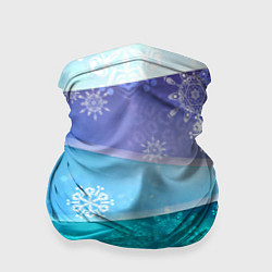 Бандана-труба Абстрактный синий волнистый фон со снежинками, цвет: 3D-принт