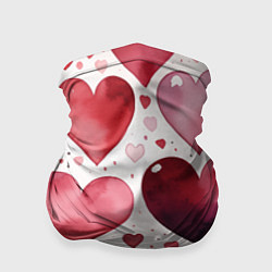 Бандана-труба Паттерн акварельные сердечки, цвет: 3D-принт