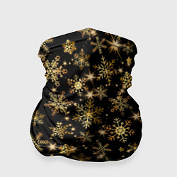 Бандана-труба Россыпи золотых снежинок, цвет: 3D-принт