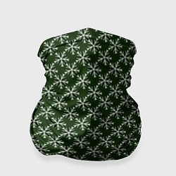 Бандана-труба Паттерн снежинки тёмно-зелёный, цвет: 3D-принт