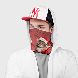 Бандана-труба С новым котом - два кота в костюмах Санты, цвет: 3D-принт — фото 2