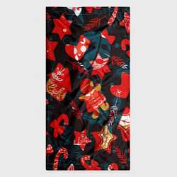 Бандана-труба Рождественские узоры красные, цвет: 3D-принт — фото 2
