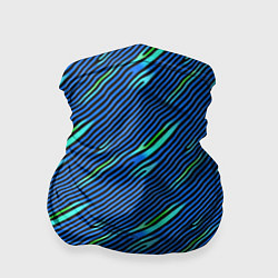 Бандана-труба Синие и чёрные линии, цвет: 3D-принт