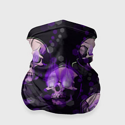 Бандана-труба Фиолетовые черепа на зелёном фоне, цвет: 3D-принт