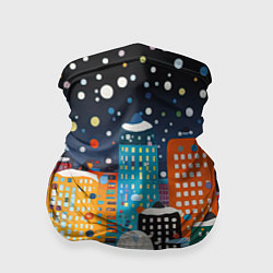 Бандана-труба Новогодний ночной город, цвет: 3D-принт