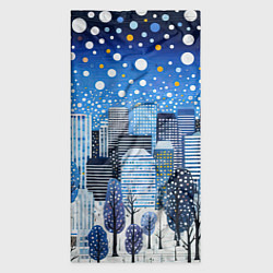 Бандана-труба Новогодний синий ночной город, цвет: 3D-принт — фото 2