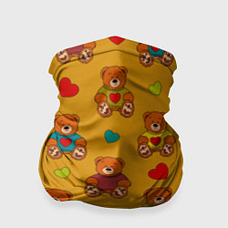 Бандана-труба Игрушечные мишки и разноцветные сердца, цвет: 3D-принт