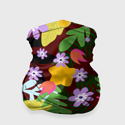 Бандана-труба Гавайская цветочная расцветка, цвет: 3D-принт