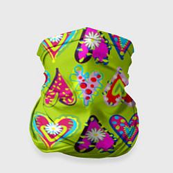 Бандана-труба Разноцветные сердца в мексиканском стиле, цвет: 3D-принт