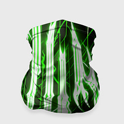 Бандана-труба Зелёные неоновые полосы на чёрном фоне, цвет: 3D-принт