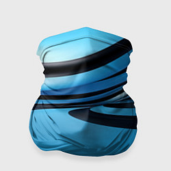 Бандана-труба Черная и синяя абстракция в виде волн, цвет: 3D-принт