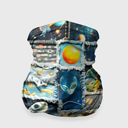 Бандана-труба Космические обитатели - пэчворк, цвет: 3D-принт