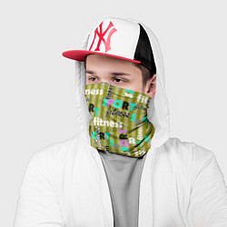 Бандана-труба Спорт и фитнес оливковый полосатый узор с текстом, цвет: 3D-принт — фото 2