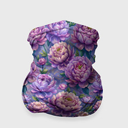 Бандана-труба Крупные пионы садовые дачные цветы паттерн, цвет: 3D-принт