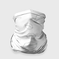 Бандана-труба Паттерн серый контур губ на белом - lips, цвет: 3D-принт