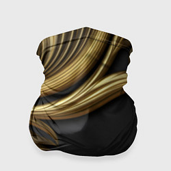 Бандана-труба Золотые объемные листья на черном, цвет: 3D-принт
