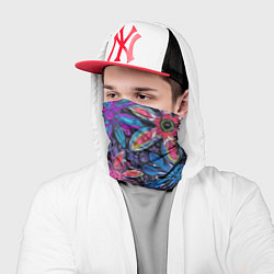 Бандана-труба Неоновые абстрактные снежинки, цвет: 3D-принт — фото 2