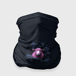 Бандана-труба Розовая овца среди черных овец, цвет: 3D-принт