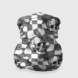 Бандана-труба Черепа и клетчатый фон с дырами, цвет: 3D-принт